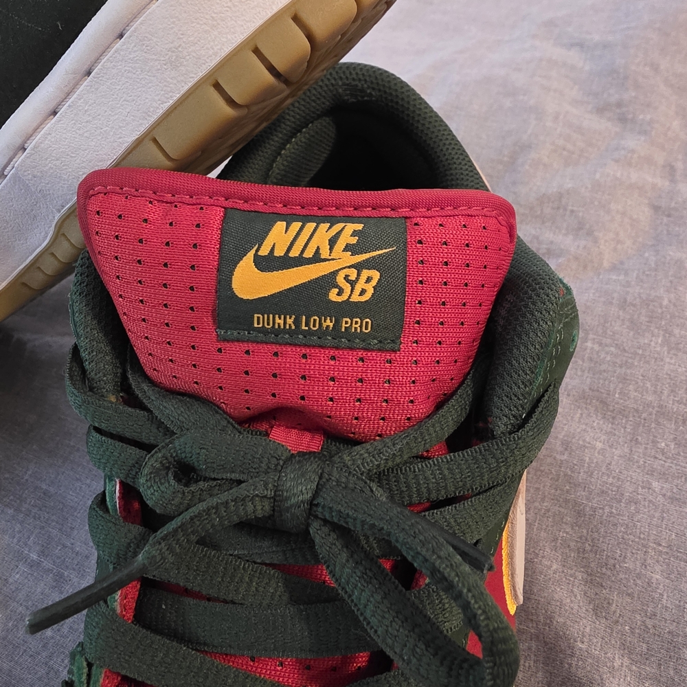 Nike Dunk Low Pro Green and Red Sneakers with Yellow Accents - Picture 2 of 13